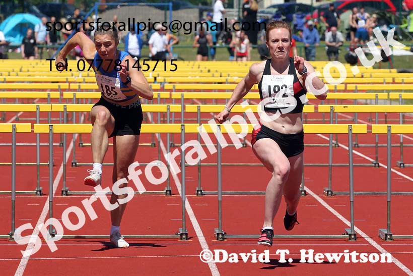 Senior womens 100 metres hurdles, 2021 Northern Senior and Under-20s Champs., Leigh. Photo: David T. Hewitson/Sports for All Pics